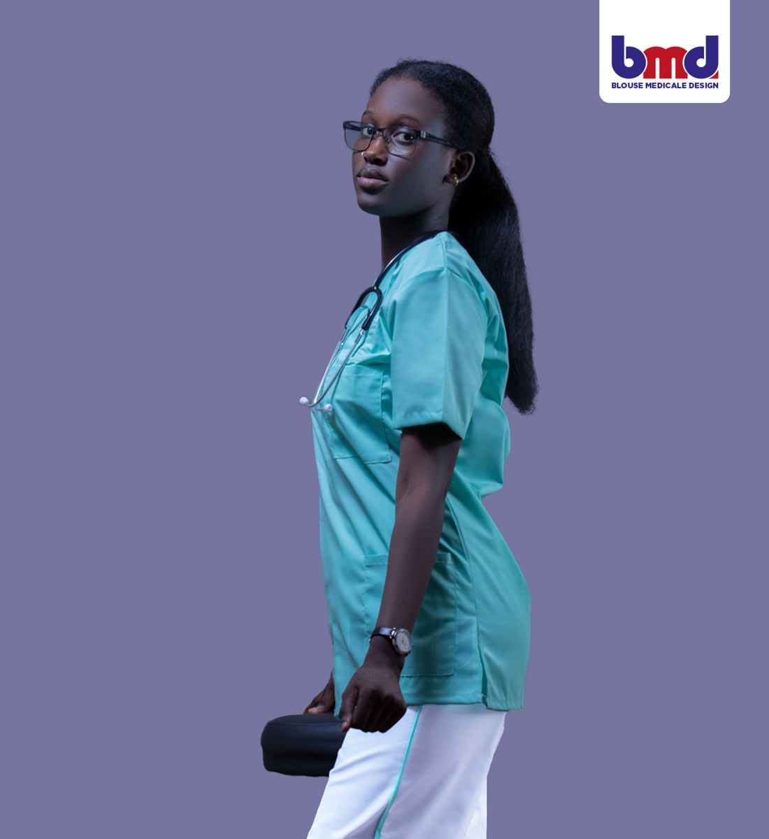 Ensemble-Blouse (Vest+pantalon) - Vert turquoise 