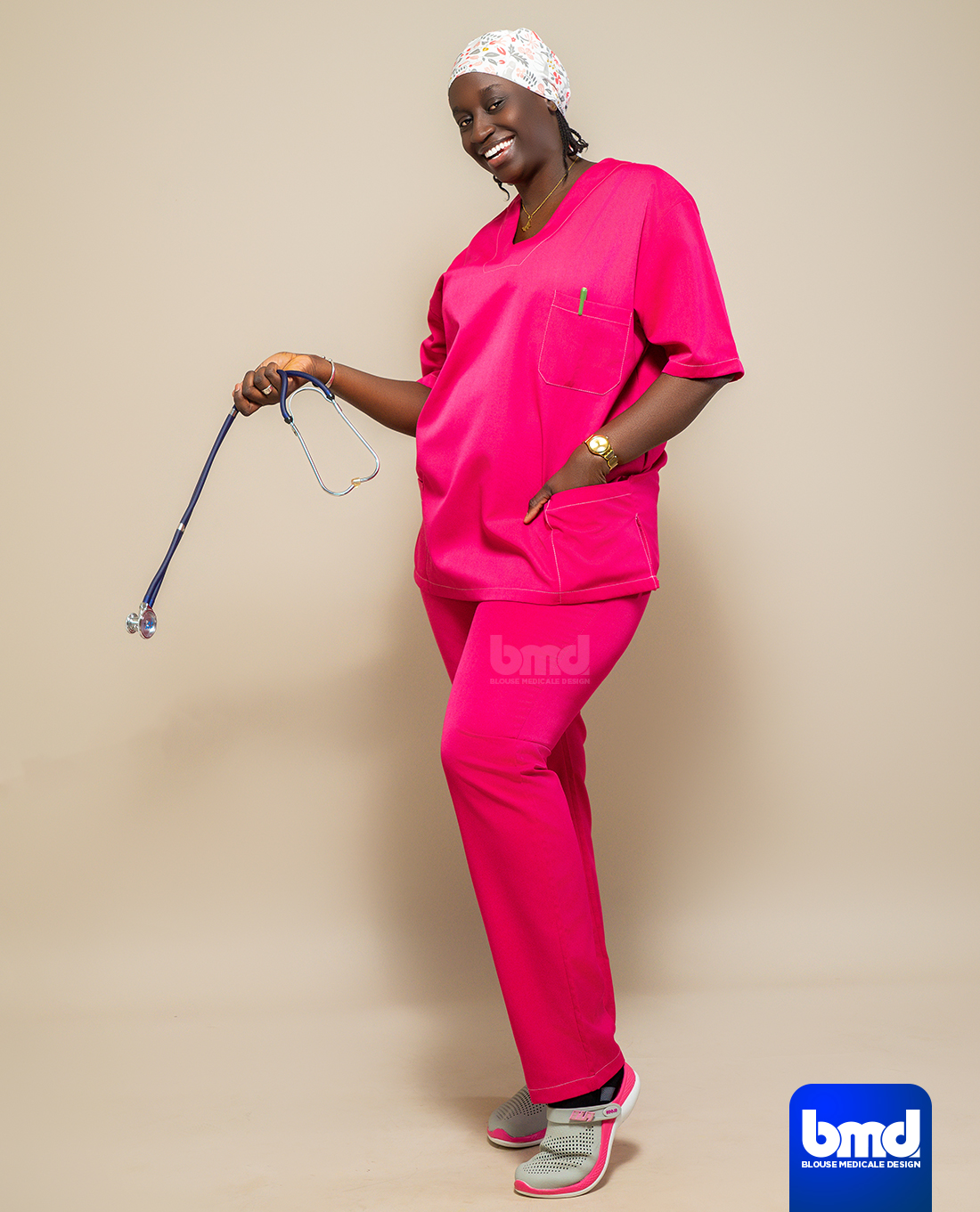 Ensemble-Blouse-Rose (Vest+pantalon)- Rose Fusha