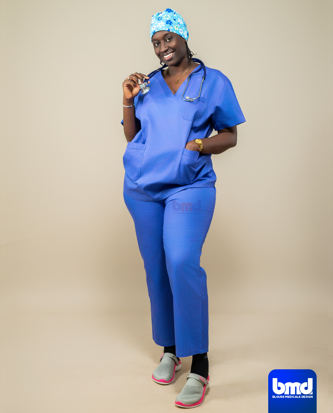 Ensemble-Blouse (Vest+pantalon)-Bleu Clair